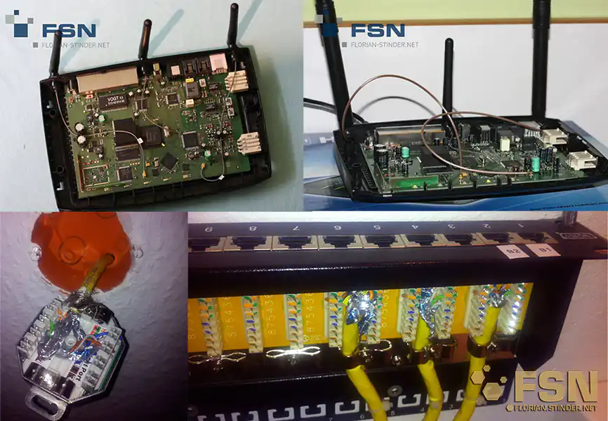 Hardware Cover: FRITZ!Box router with better antennas, network socket and patchpannel