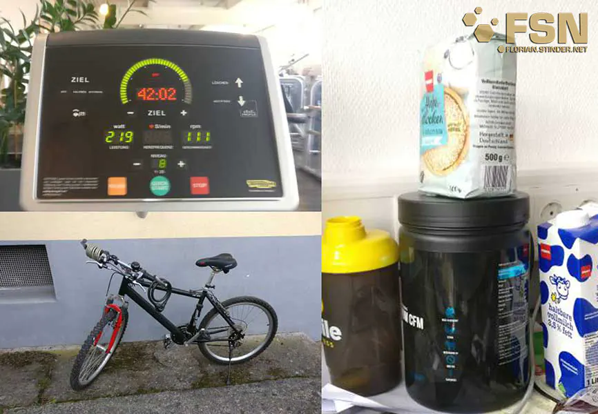 Sport und Ernaehrung Cover: Ergometer, Nahrungsergänzungsmittel, Fahrrad.
